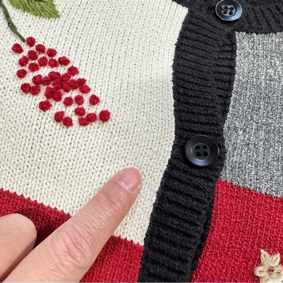 Alfred Dunner Vintage Cardigan Sweater Embroidered Birds Cardinal Grandmacore S - Picture 10 of 10